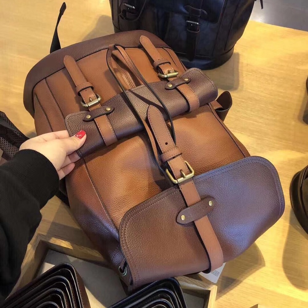 Coach Hudson Backpack In Colorblock Dark Brown - Picture 5 of 7